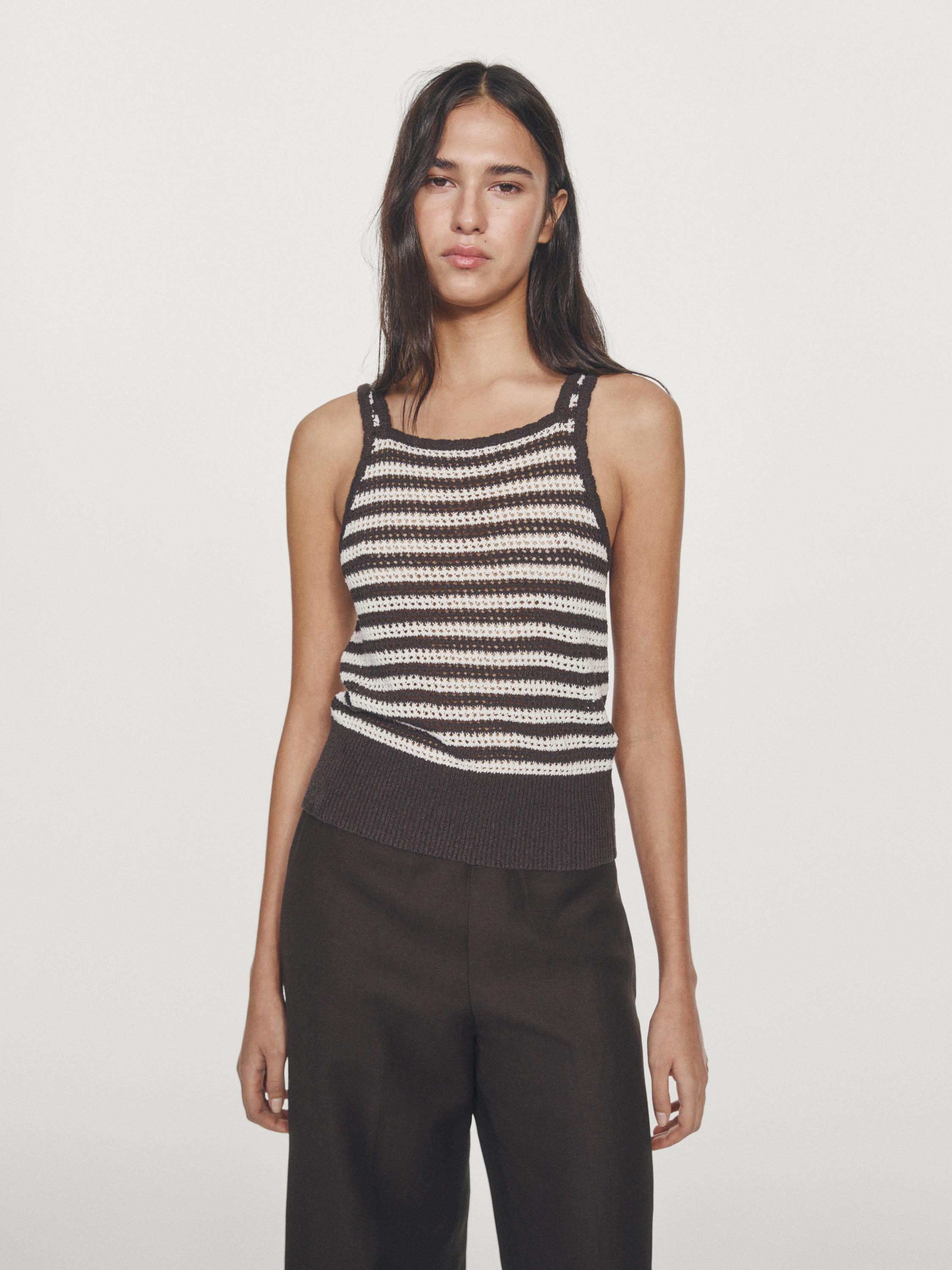 Top en crochet à rayures